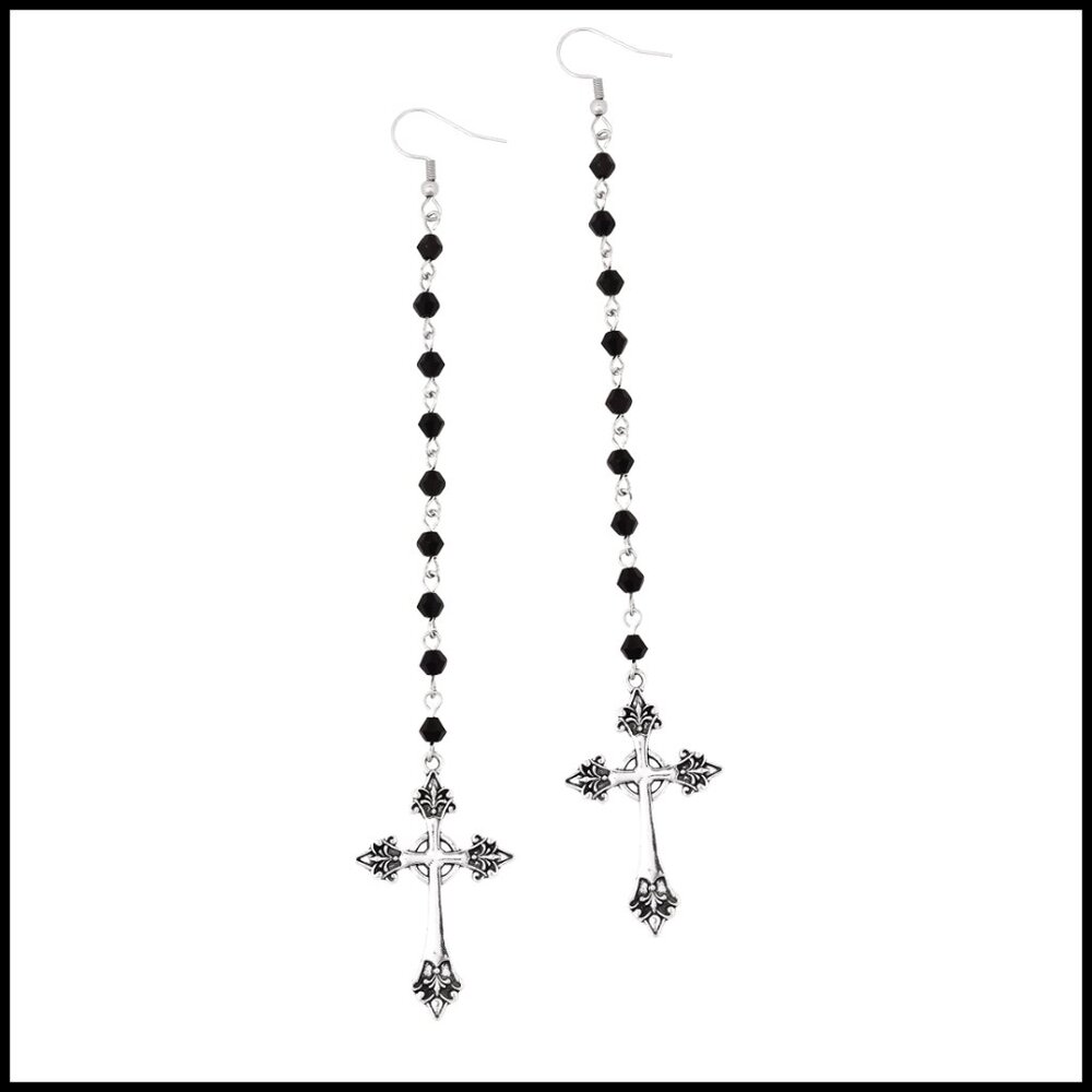 Gothic Cross Drop Dangle Earrings Zinc Alloy Stainless Steel Chic Jewelry Gift
